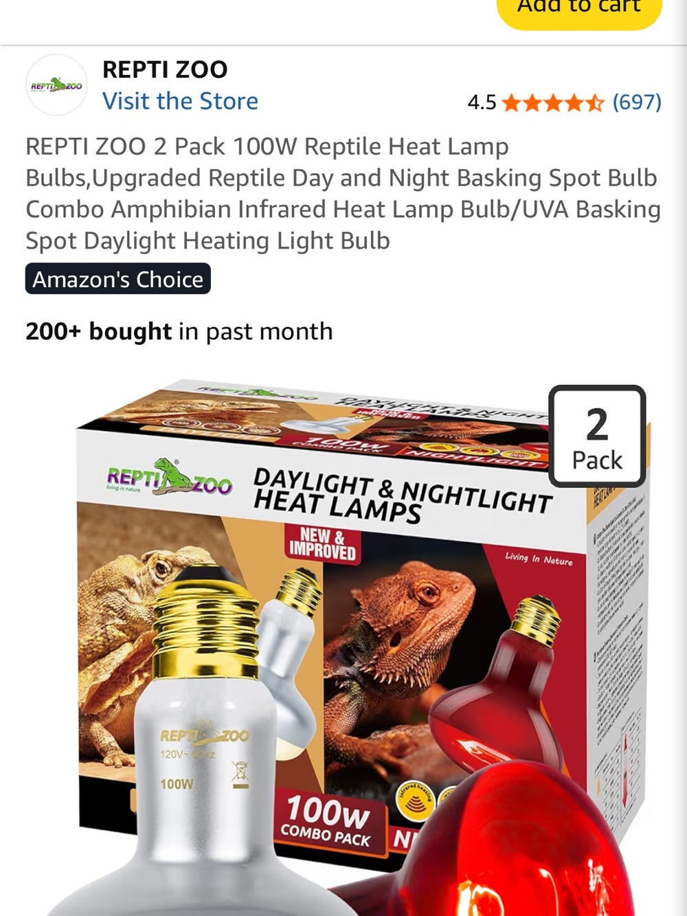 Daylight & Nightlight Reptile Heat Lamp - Silver & Red